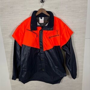 Vintage Husqvarna Orange and Dark Navy Blue Cutting Jacket Sz. XXL (50-52)